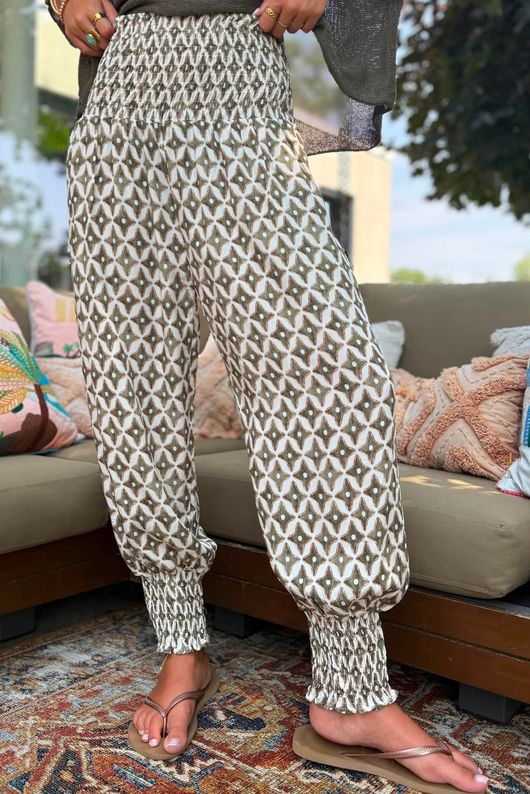 Ren Tiles of Marrakesh Shirring Cuff Pant Khaki